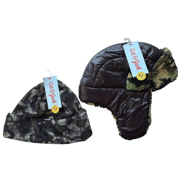Cat & Jack Kids Winter Hat Set Camouflage Fleece & Nylon OSFM Cozy Style (2-Pk) - Picture 1 of 4
